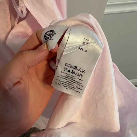 NWT GANNI Pink White Floral Poplin Wrap Maxi Dress 36 Small - Picture 6 of 14